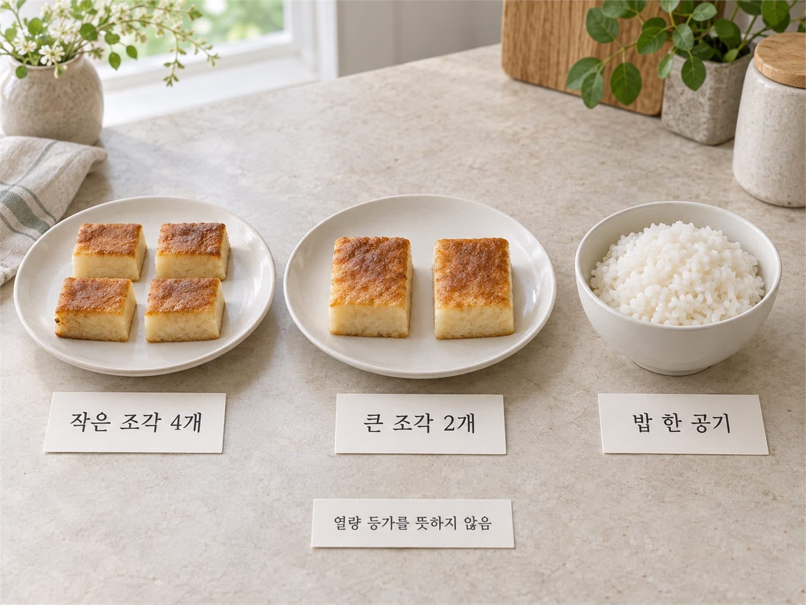 버터떡과 밥 한 공기 열량 비교