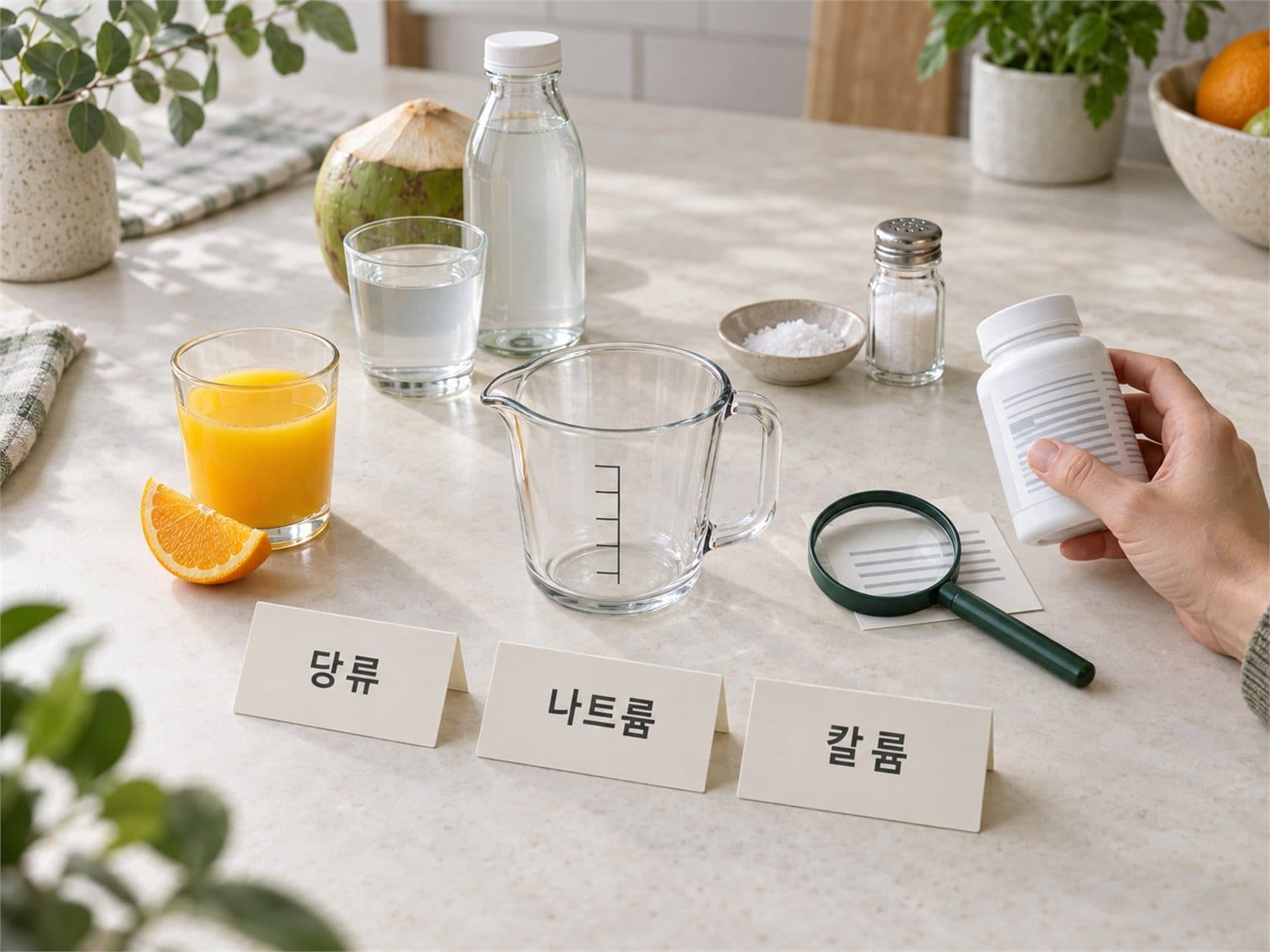 코르티솔 칵테일 재료의 당류 나트륨 칼륨 비교