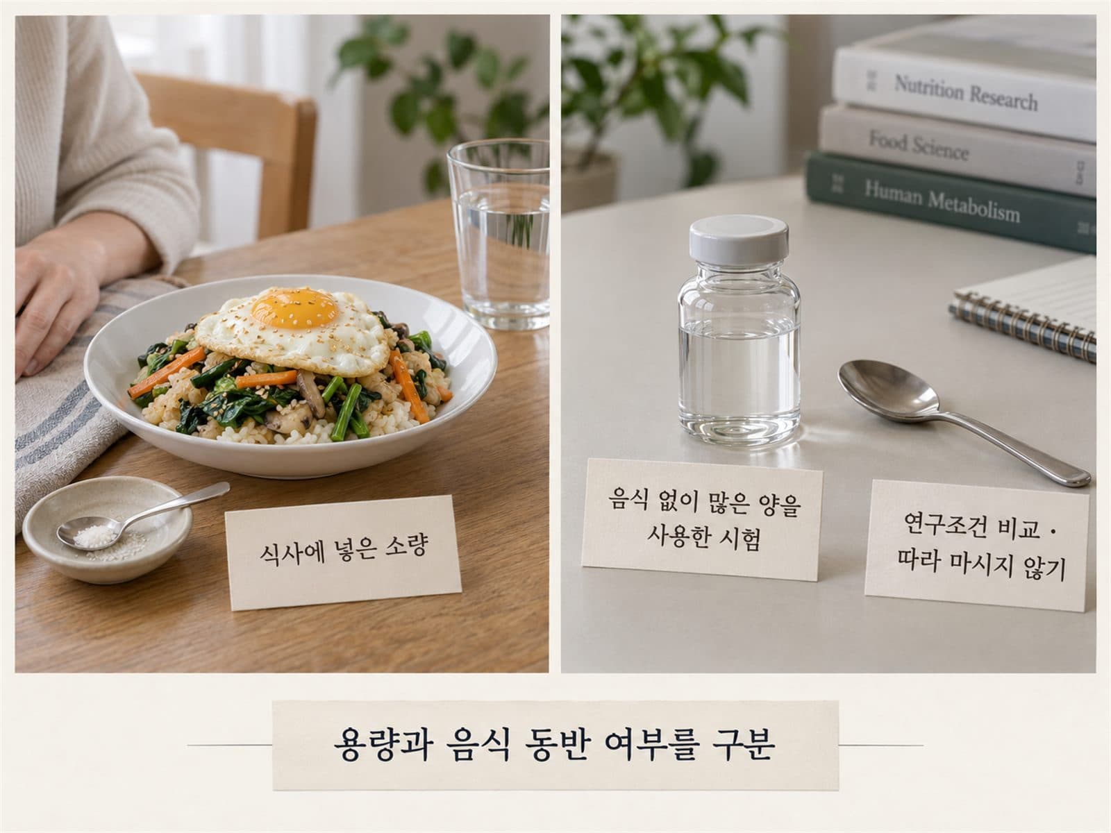 MSG 음식과 공복 고농도 시험 비교