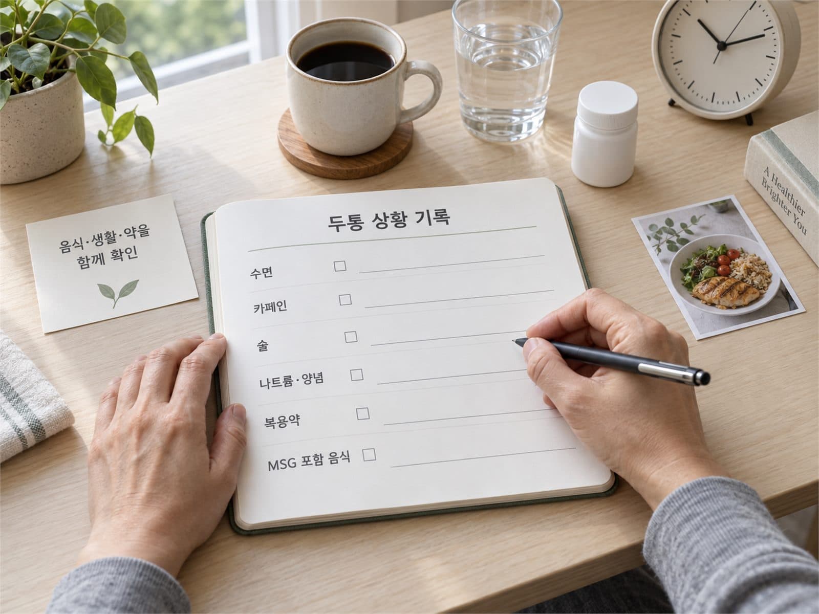 MSG 두통 원인 기록표