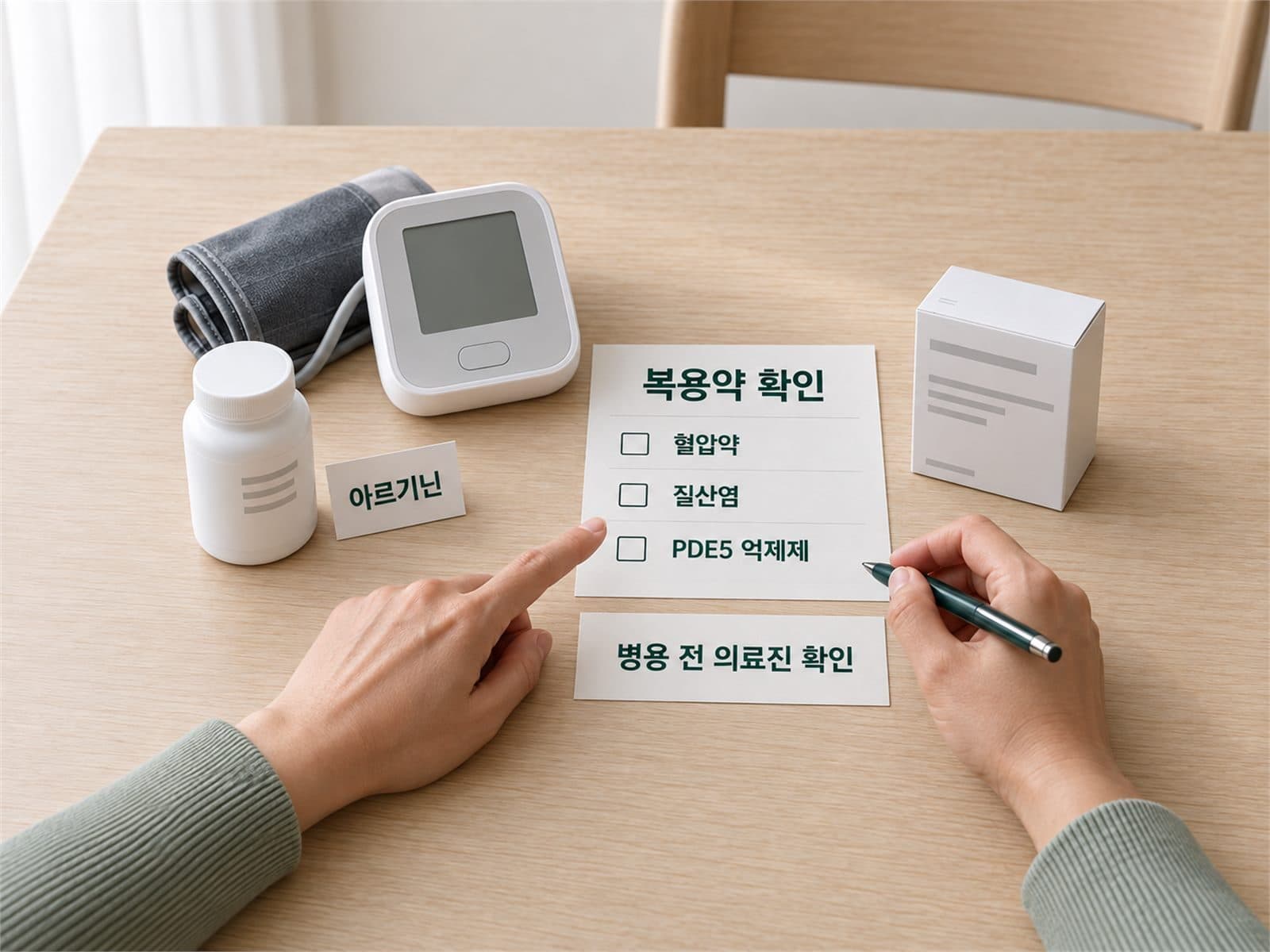 아르기닌 혈압약 질산염 발기부전약 병용
