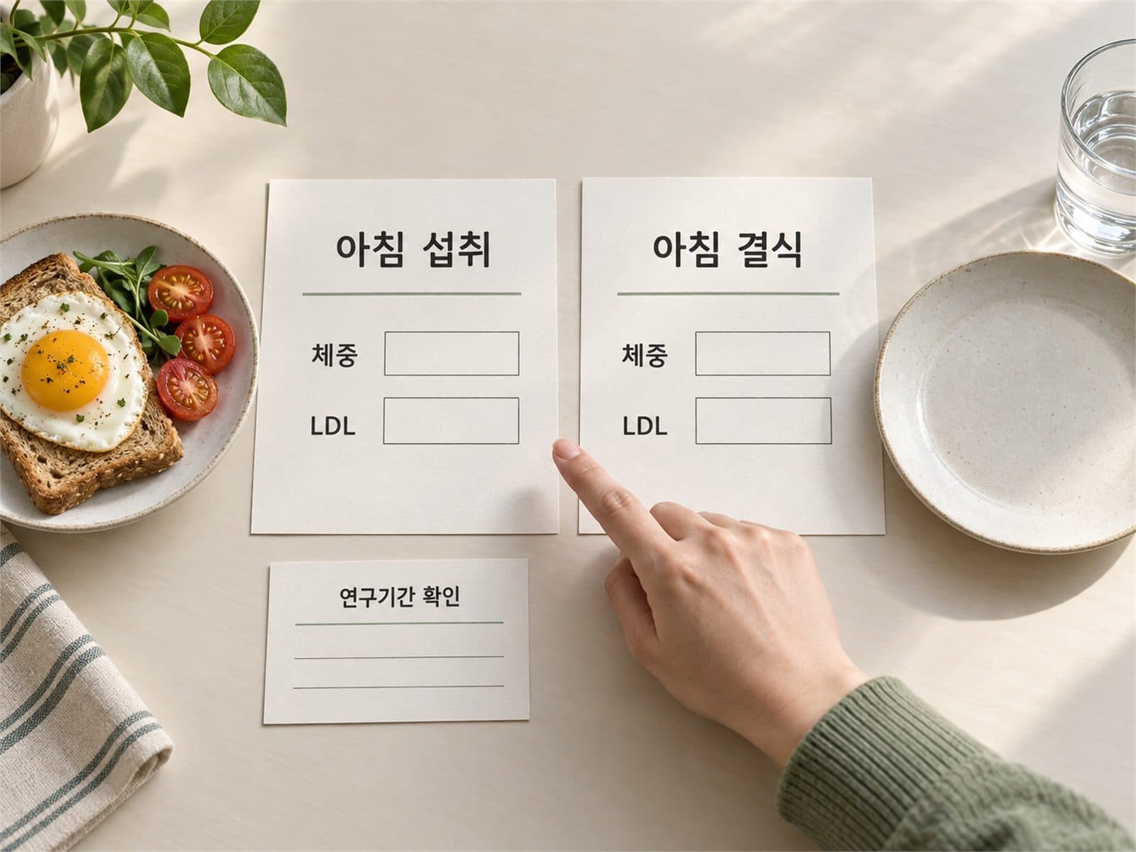 아침 식사와 결식의 체중 및 LDL 연구결과 비교