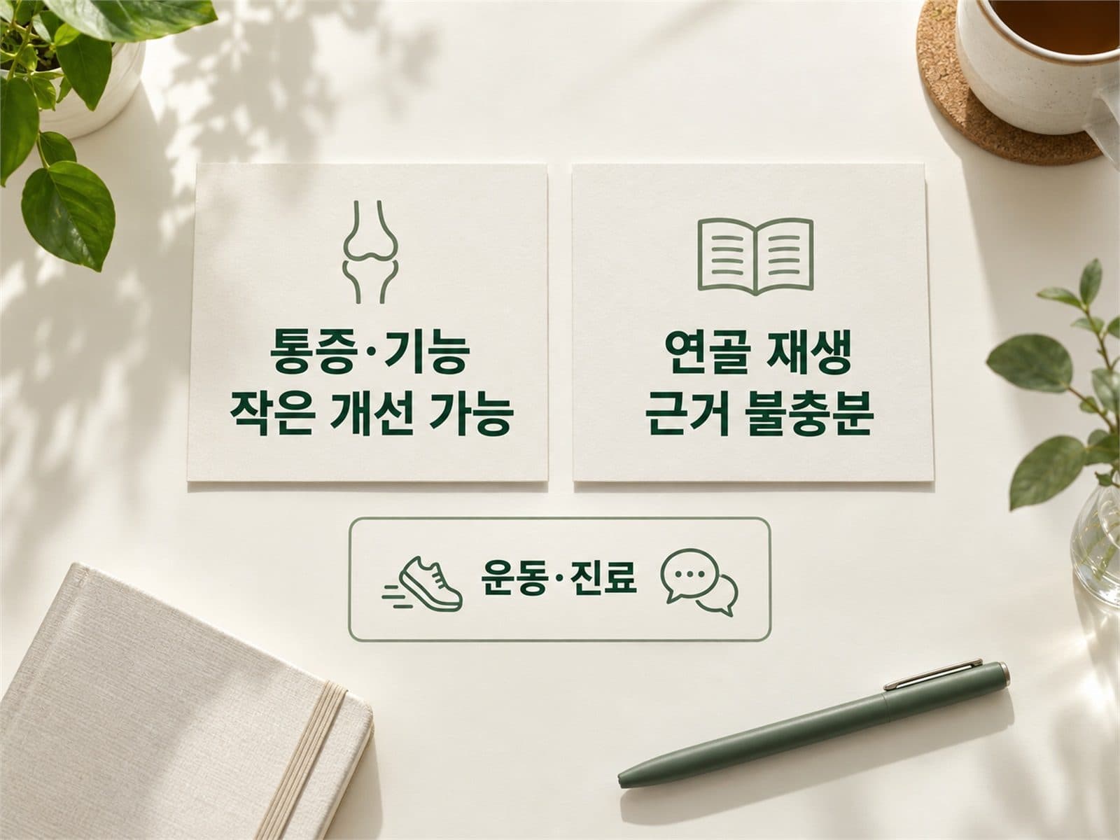 커큐민의 무릎통증 기능 개선 가능성과 연골재생 근거 부족 비교