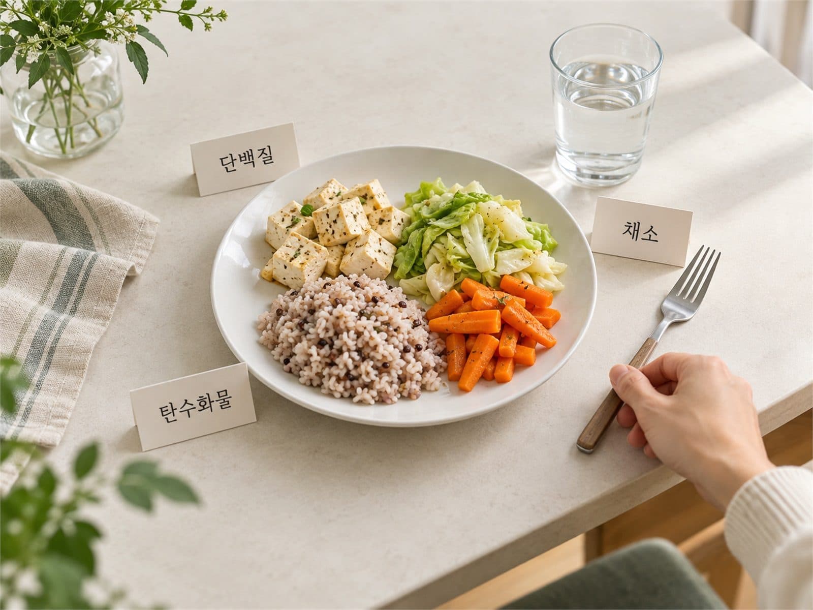 임신성 당뇨 식단의 밥 단백질 채소 한 끼 구성