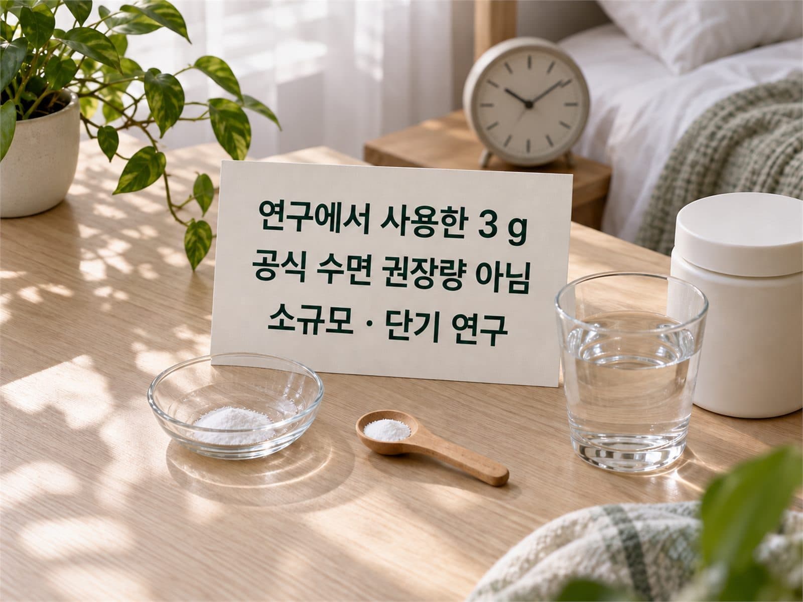 글리신 3g 분말과 작은 임상시험 카드, 공식 권장량 아님 배지