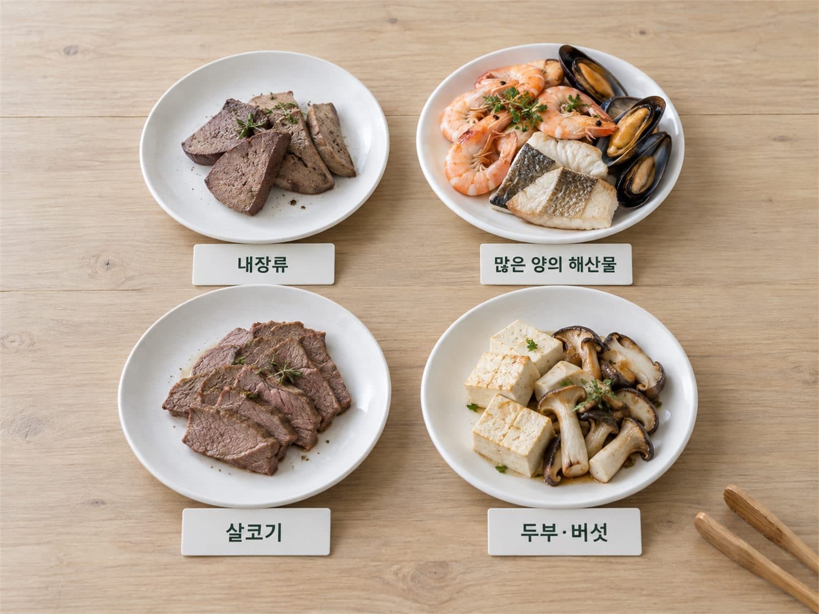 통풍 내장 해산물 살코기 콩 채소 퓨린 구분