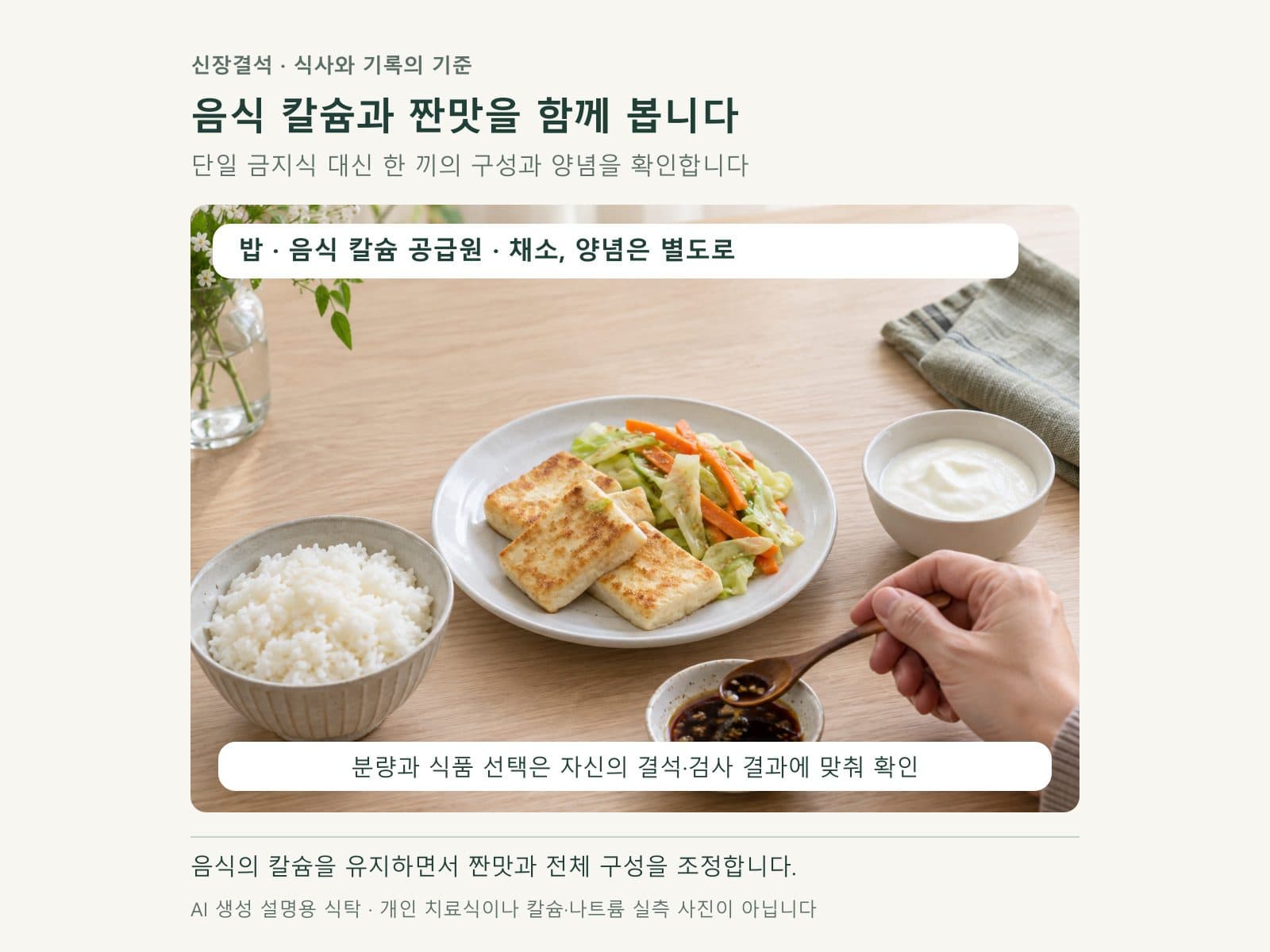 신장결석 식생활에서 음식 칼슘과 나트륨을 함께 고려한 한 끼