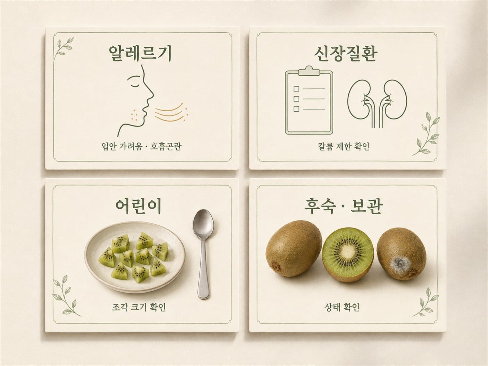 키위 알레르기 신장질환 어린이 질식 후숙 보관 안전 체크