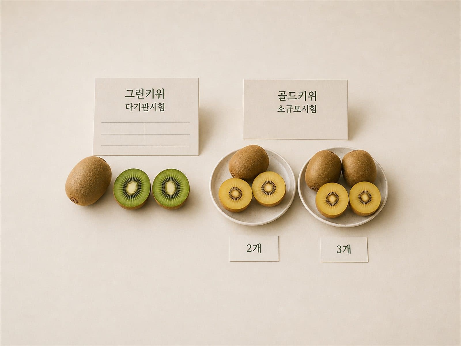 그린키위 2개와 골드키위 2개 3개 변비 임상시험 비교