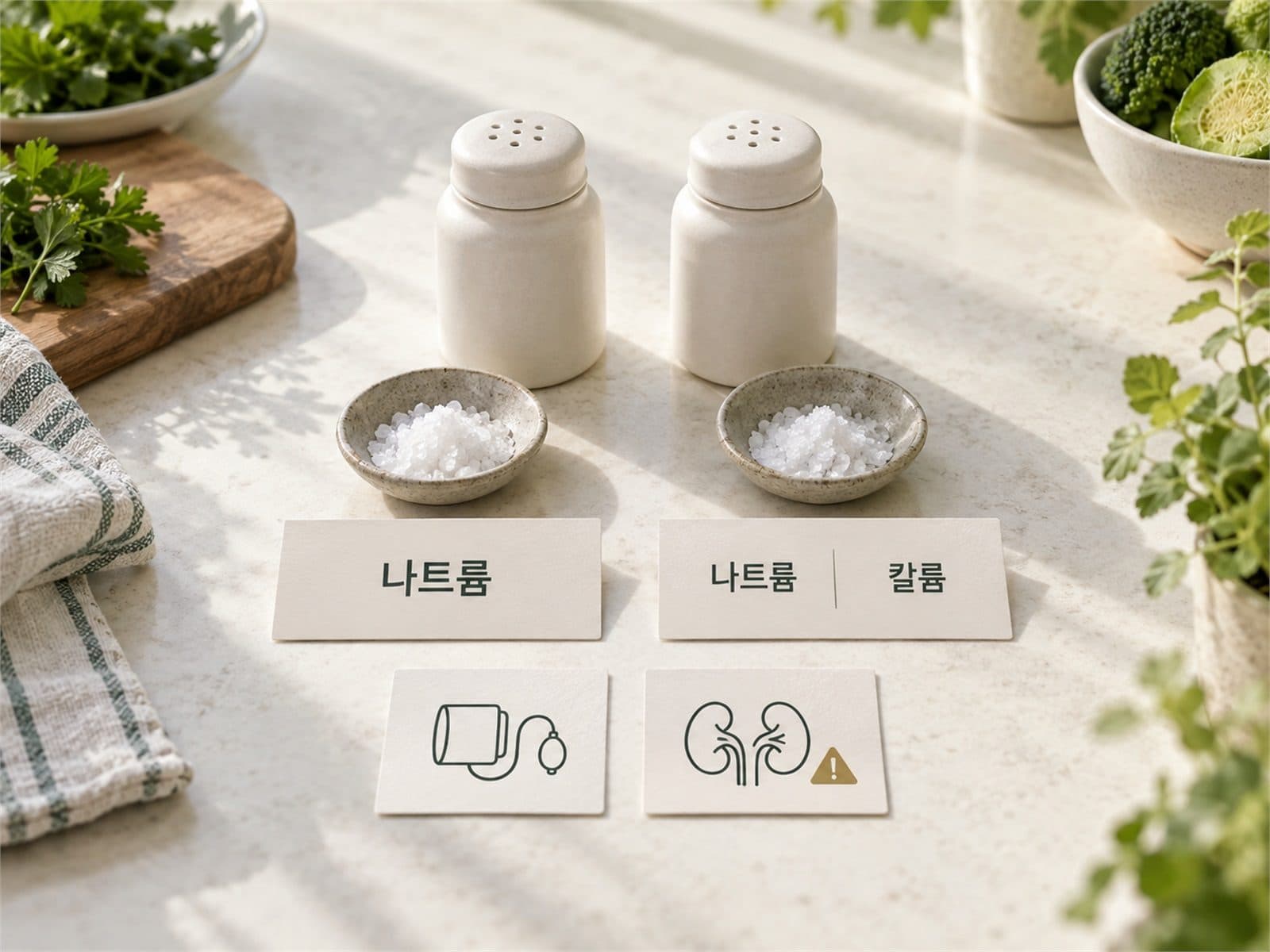 일반소금과 저염소금의 나트륨 칼륨 조성 비교