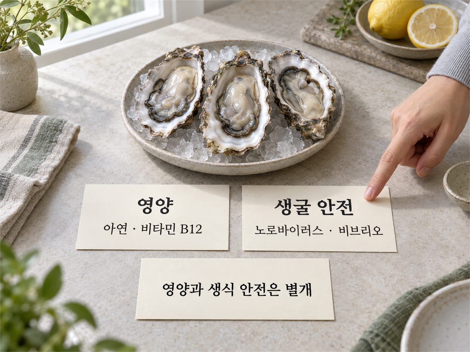 굴 아연 비타민B12 노로바이러스 비브리오 비교