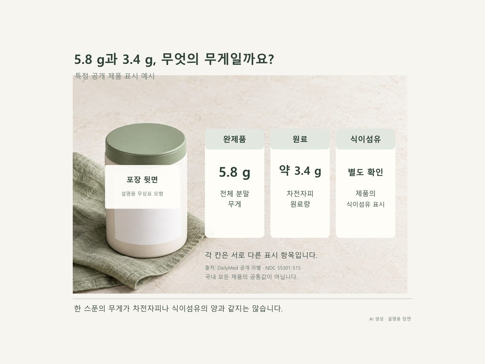차전자피 완제품 중량 원료량 식이섬유량 구분