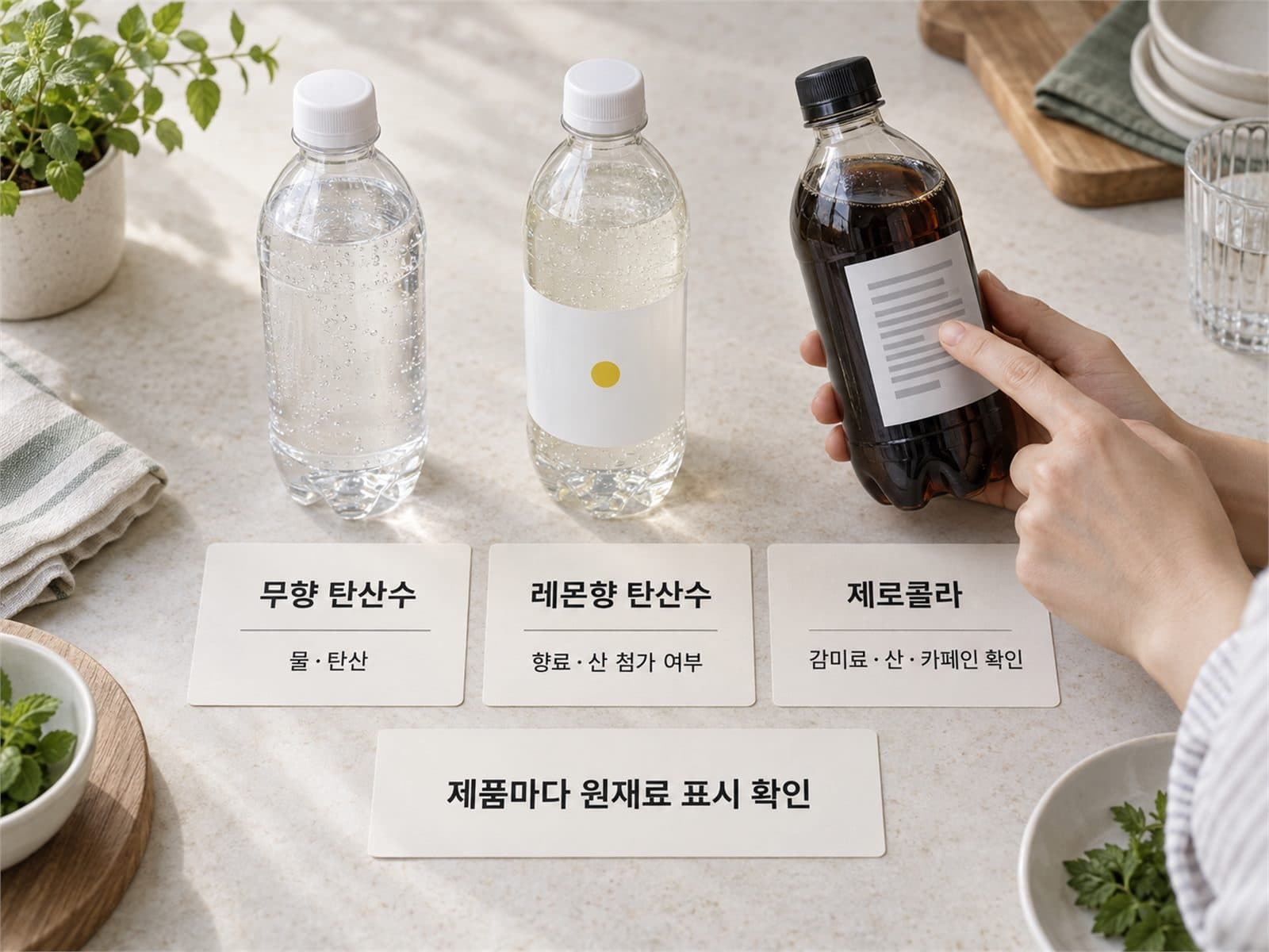 플레인 향 제로 탄산수 원재료 차이