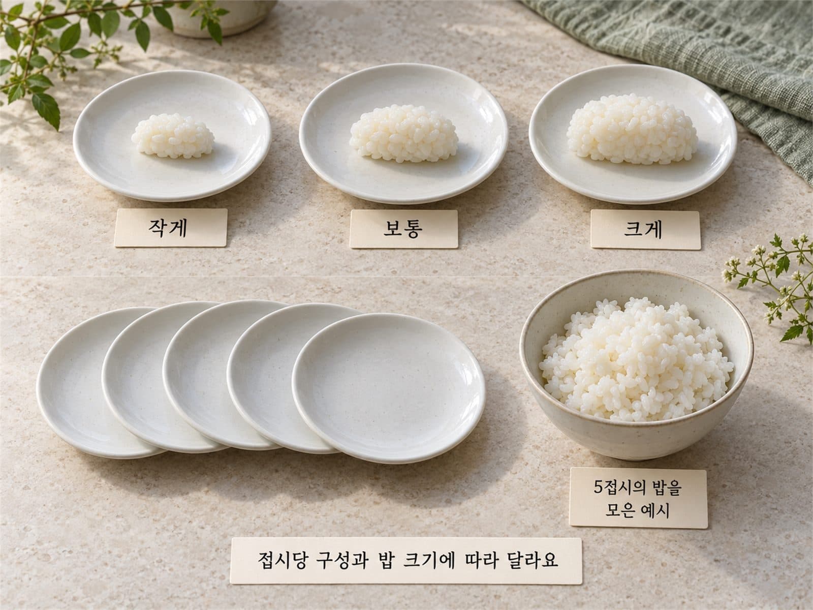초밥 한 개 밥 무게와 다섯 접시 누적 계산