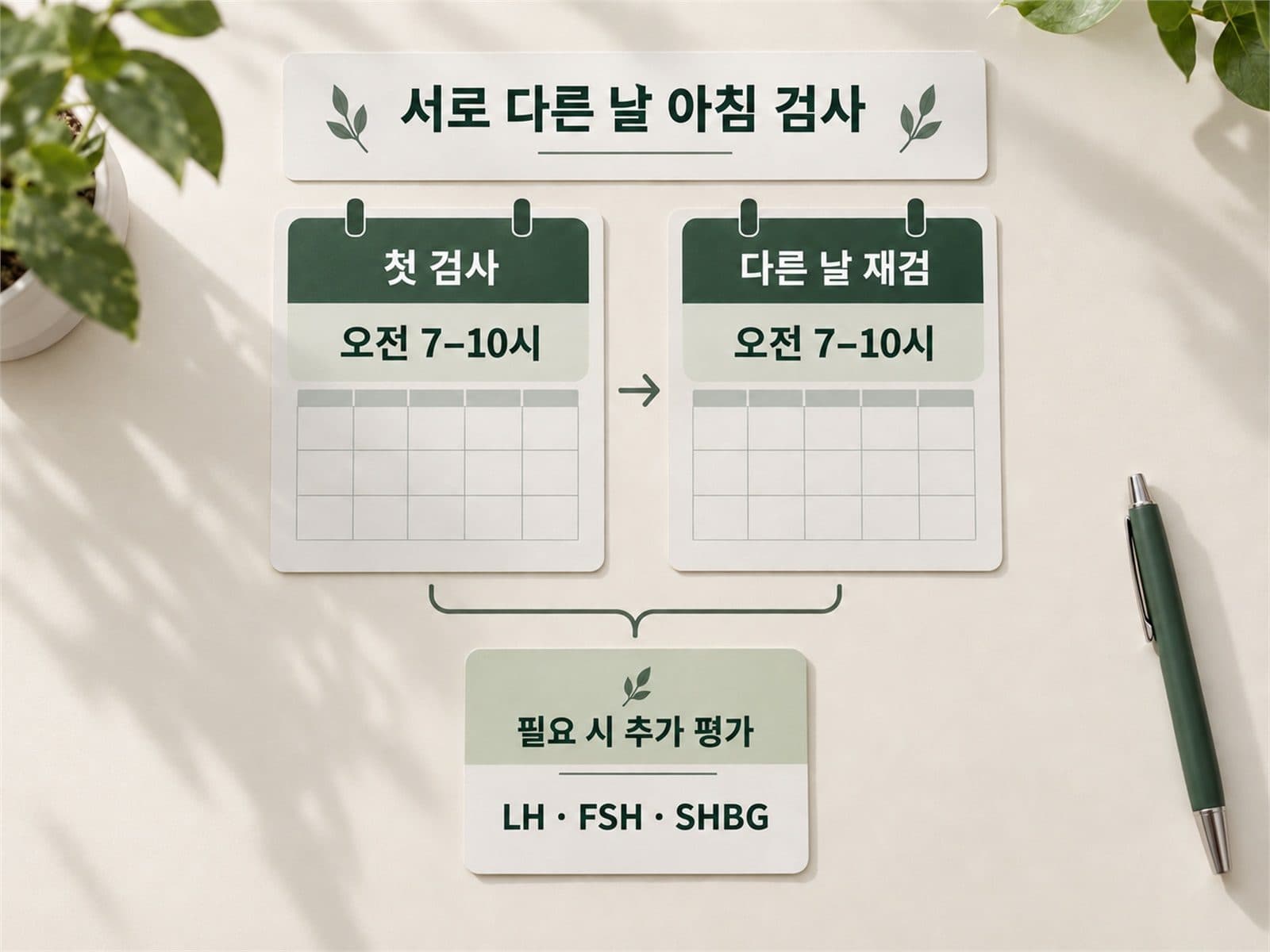 서로 다른 날 두 번 시행하는 아침 테스토스테론 검사