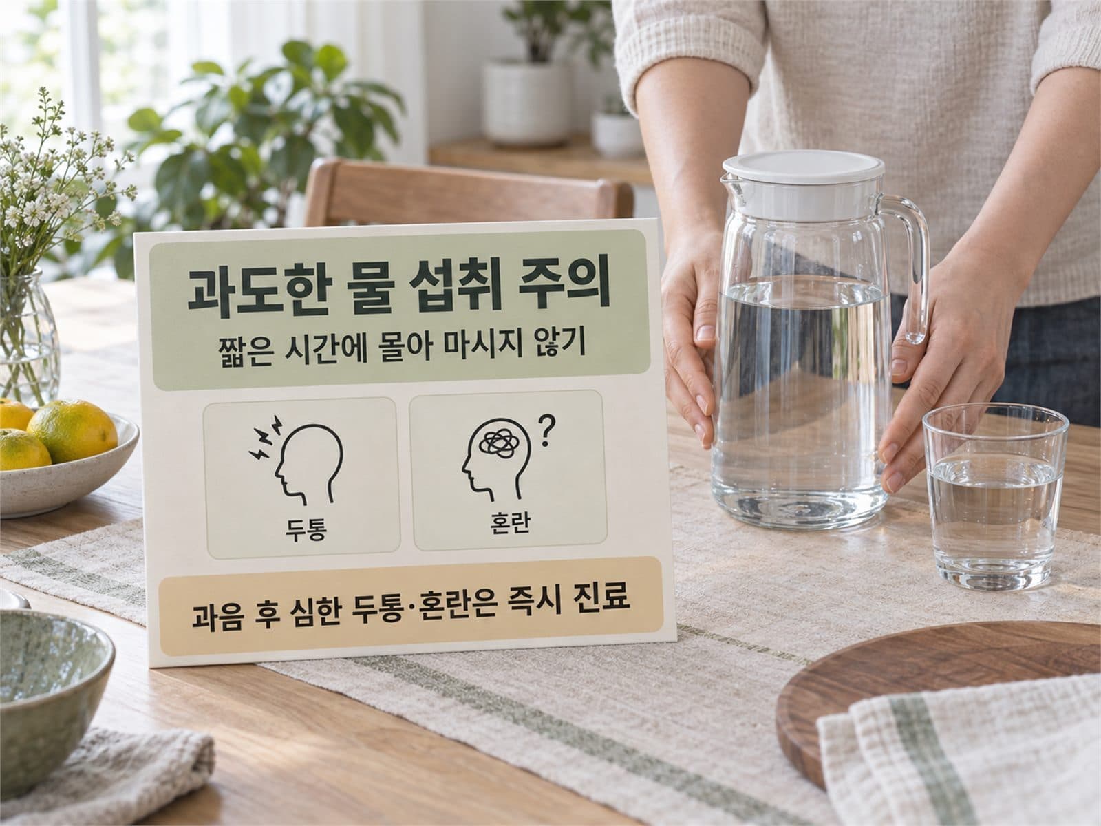 과도한 물 섭취 저나트륨혈증 위험