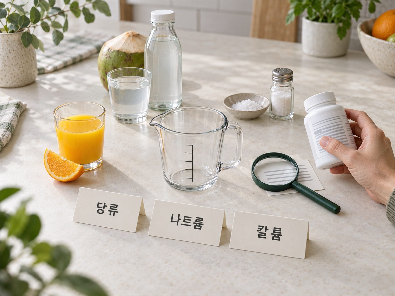 코르티솔 칵테일 재료의 당류 나트륨 칼륨 비교