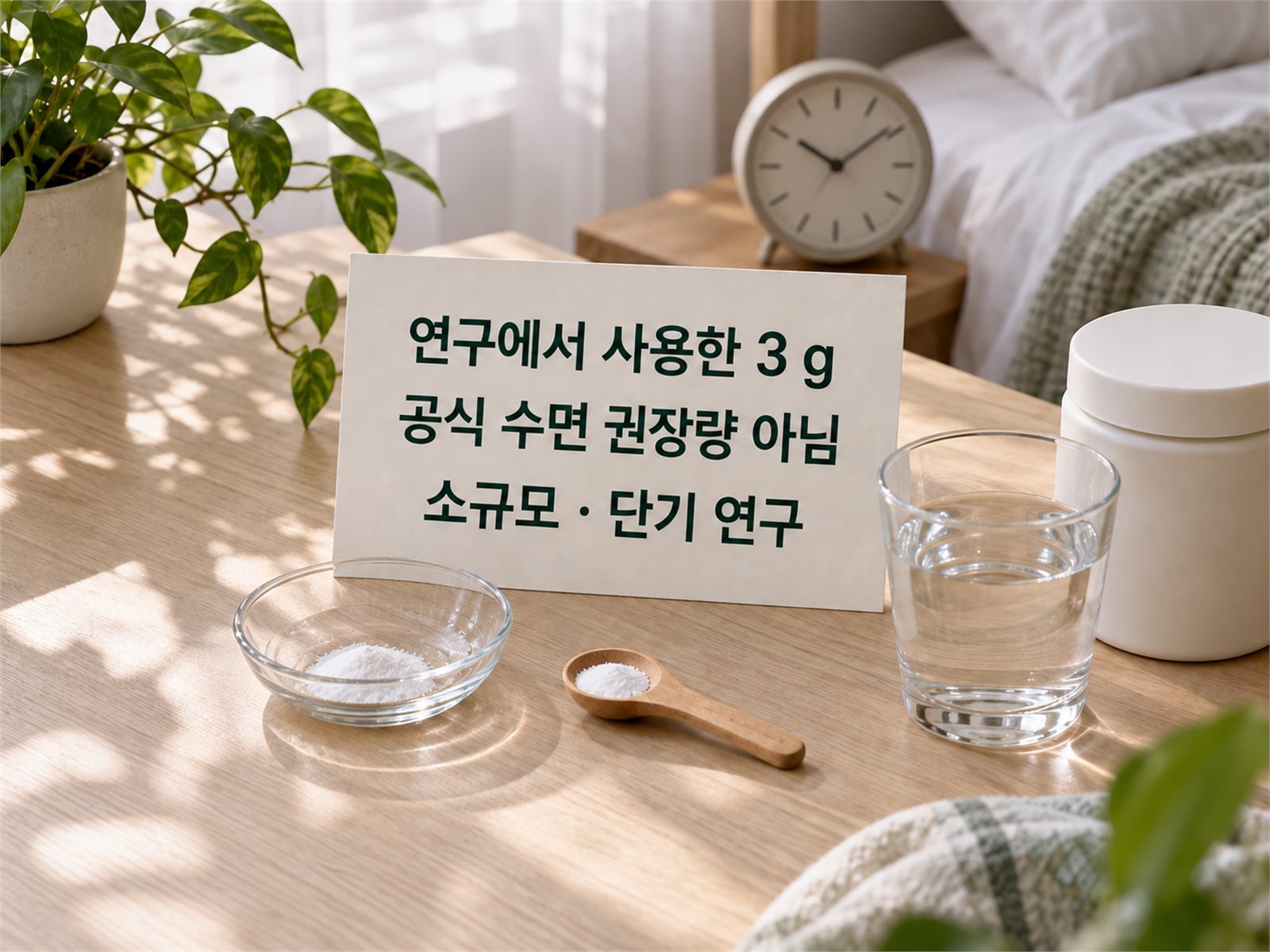 글리신 3g 분말과 작은 임상시험 카드, 공식 권장량 아님 배지