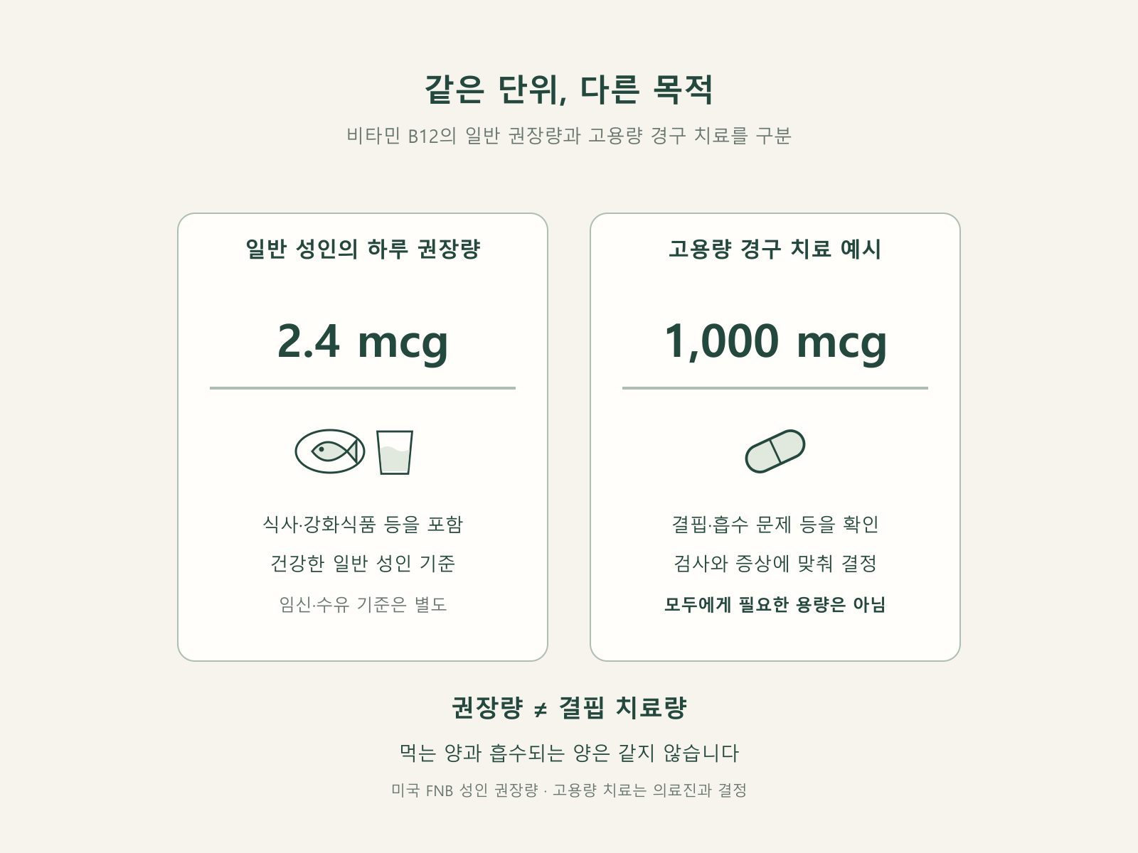 비타민 B12 2.4마이크로그램 1000마이크로그램 비교